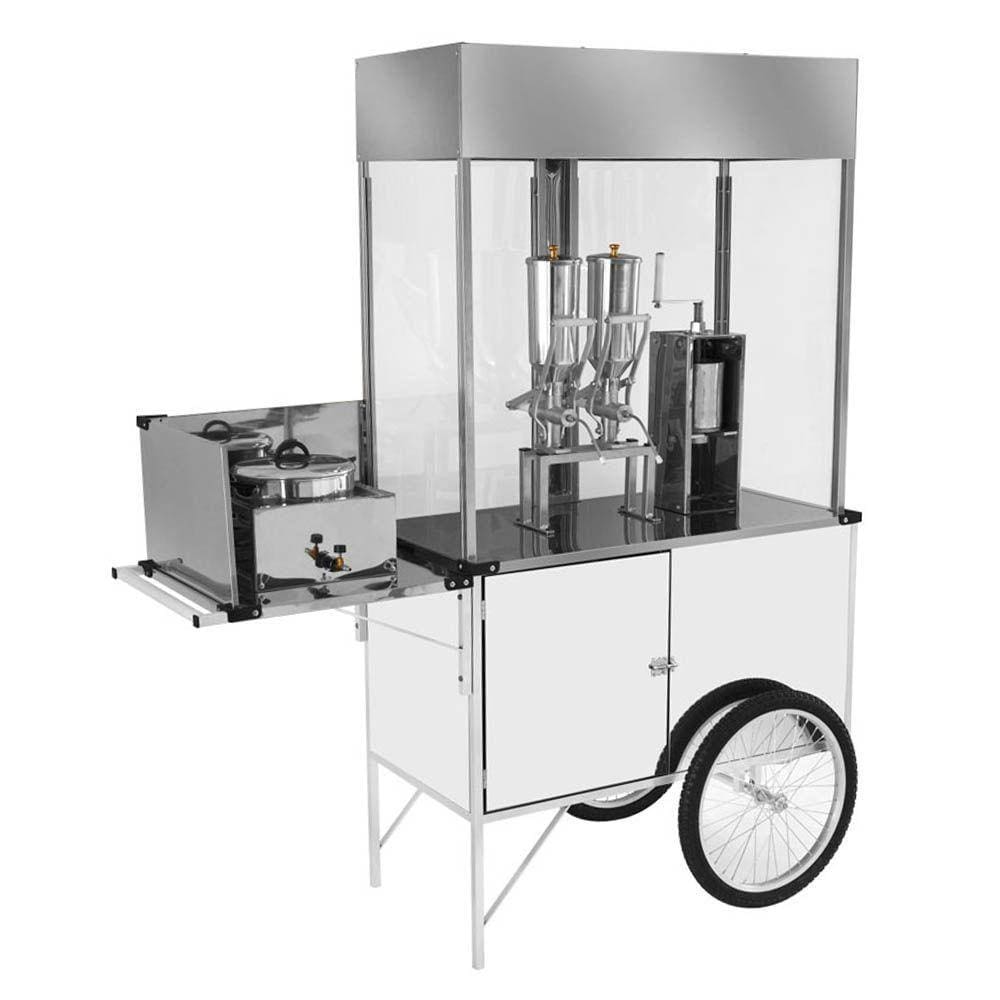 Carrinho de Churros Cefaz Branco 2 Doceiras e Rodas de Bicicleta BL23P