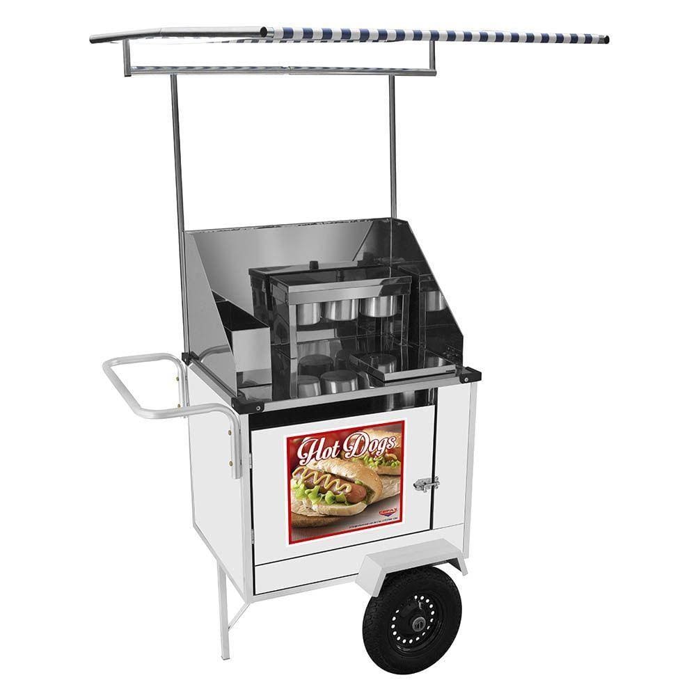 Carrinho de Hot Dog Cefaz Simples Branco Pneumáticas e Toldo BS08P/T