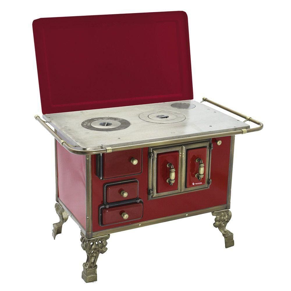 Fogão a Lenha Barroco Venâncio 03 com Tampa Vermelho Intenso 3BDTVR