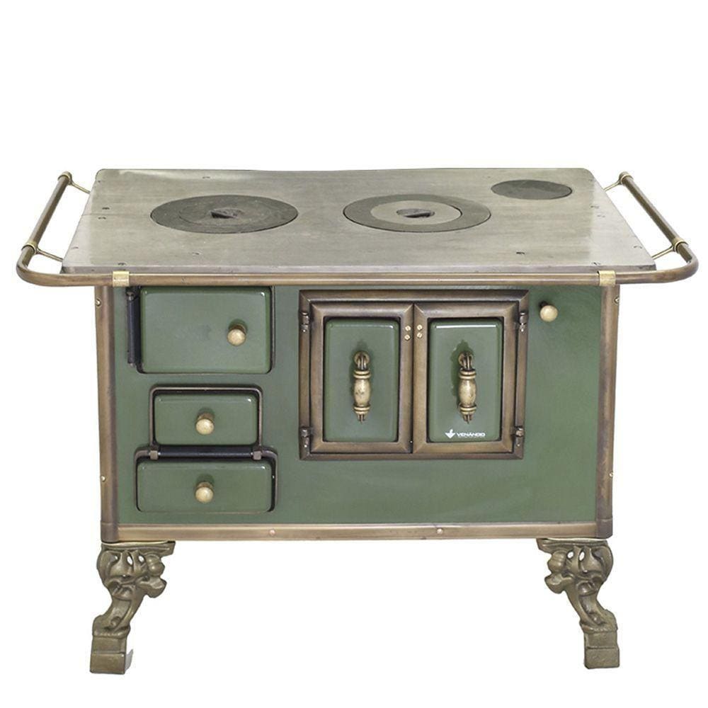 Fogão a Lenha Barroco Venâncio sem Tampa 03 Verde 3bdvd