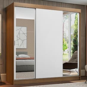 Guarda-Roupa Casal Madesa Reno 3 Portas de Correr com Espelhos