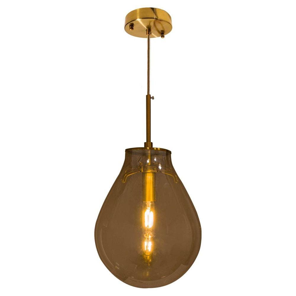 Pendente Amora Cúpula CONHAQUE em Vidro + Lâmpada Led E14 110V St1722