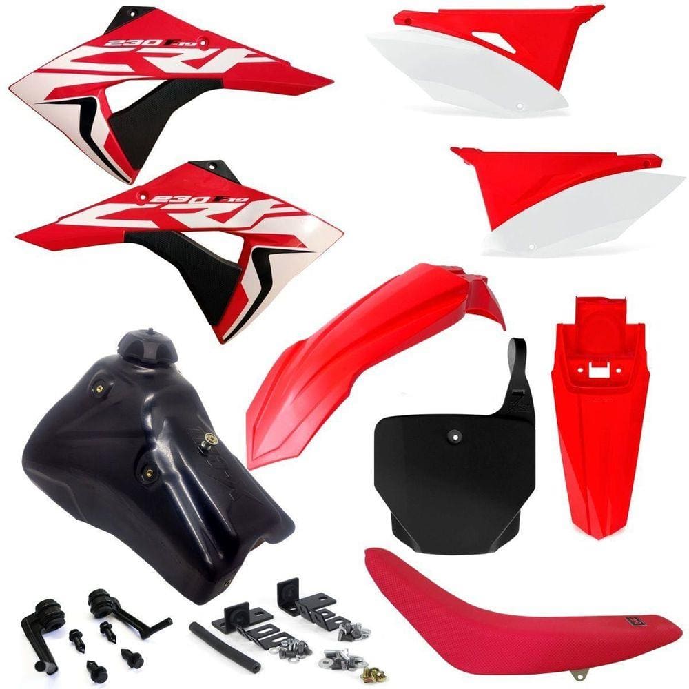 Kit Plástico Carenagem Number X cell Crf 230 2007 2008... Tanque 7 Litros