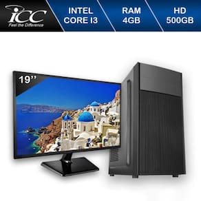 Computador Desktop ICC IV2341SM19 Intel Core I3 3.20 ghz 4gb HD 500GB HDMI FULL HD Monitor LED 19,5"