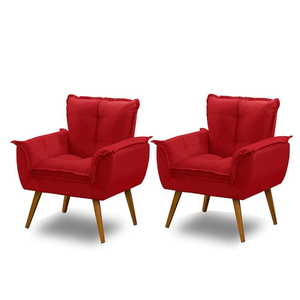 Kit 02 Poltronas Opala Luxo Vermelho - ADONAI ESTOFADOS