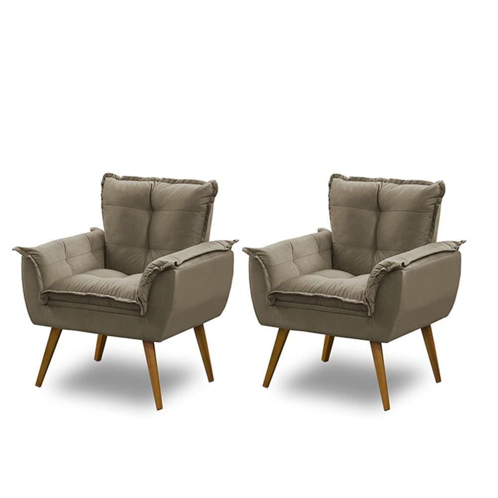 Kit 02 Poltronas Opala Luxo Capuccino ADONAI ESTOFADOS