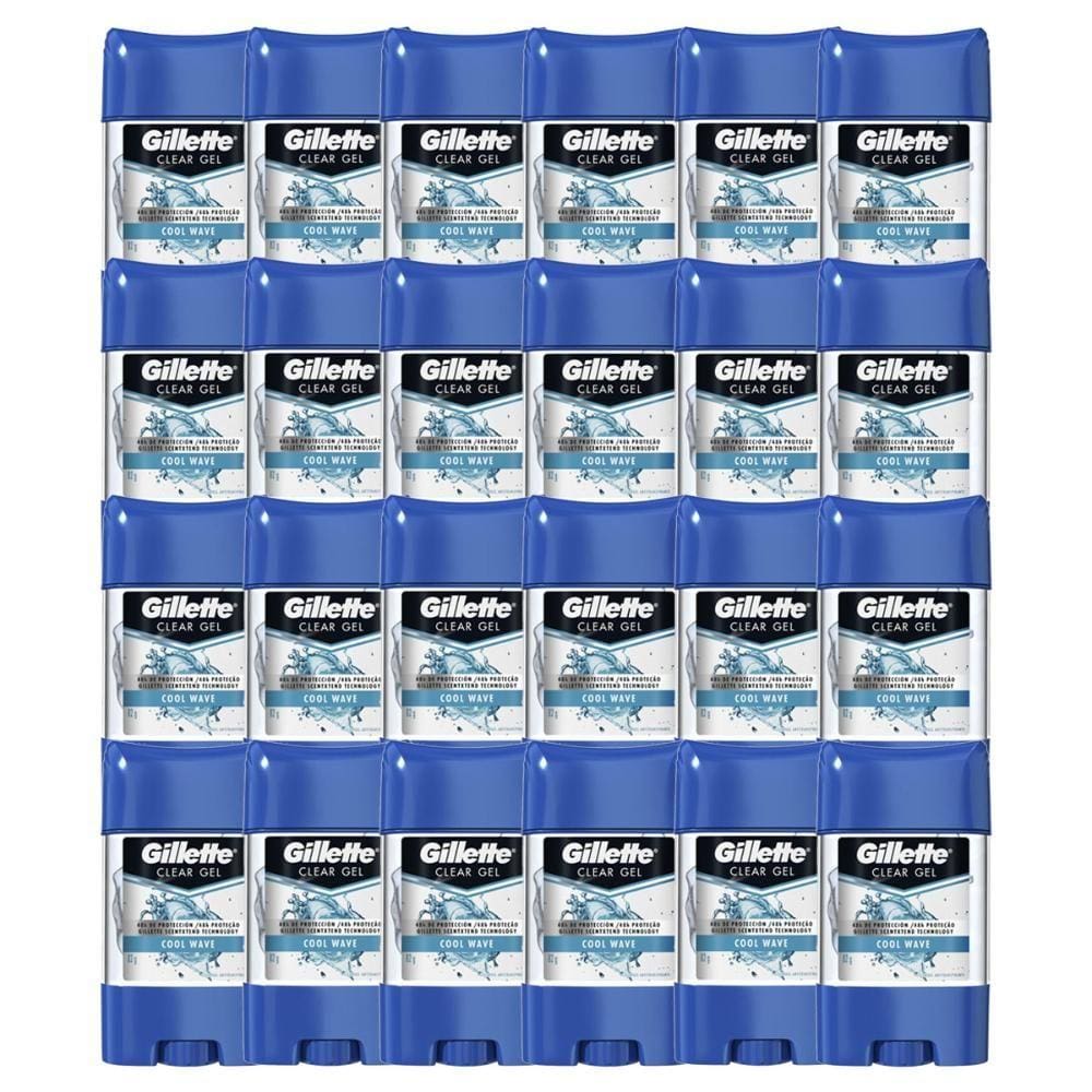 Desodorante Gillette Antitranspirante Clear Gel Cool Wave 82g com 24 unidades
