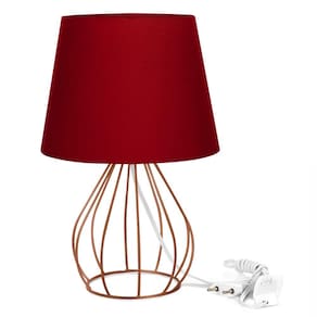 Abajur Cebola Dome Vermelho Com Aramado Cobre