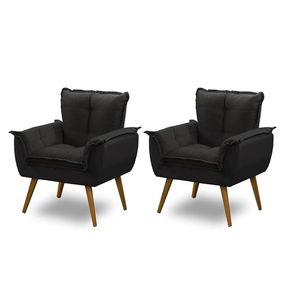 Kit 02 Poltronas Decorativa Opala Luxo Preto ADONAI ESTOFADOS