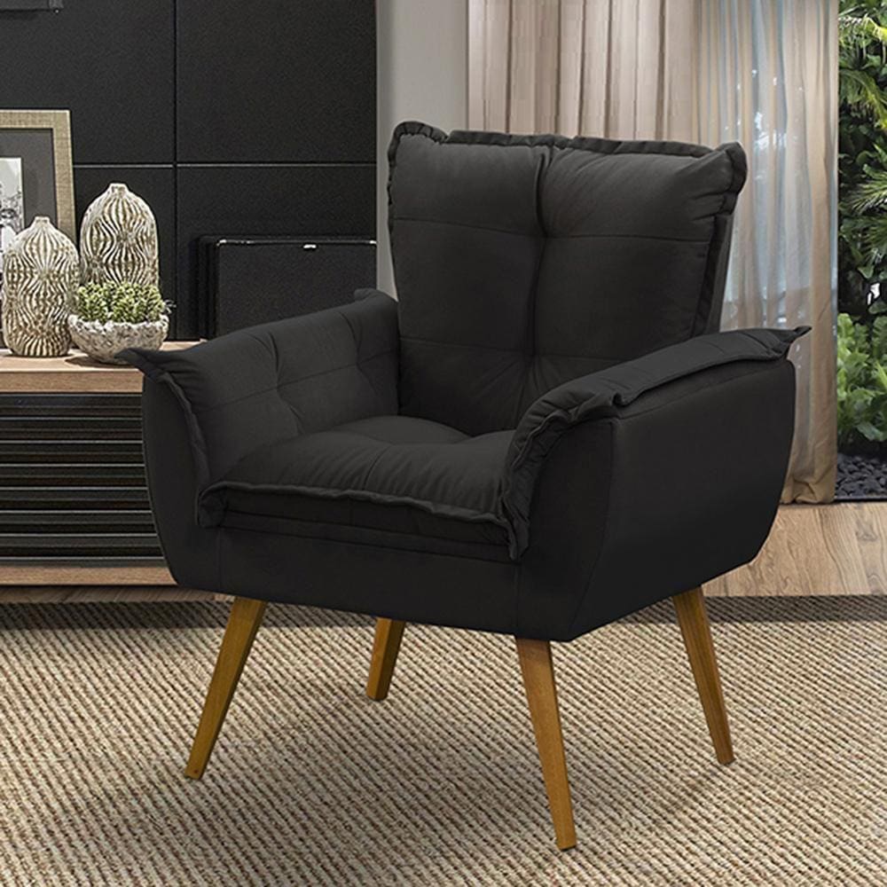 Poltrona Decorativa Opala Luxo Preta - ADONAI ESTOFADOS