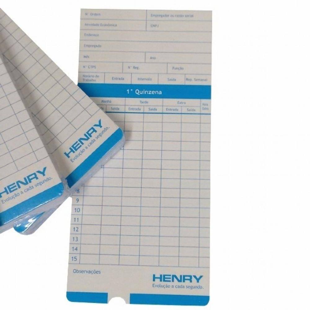 Cartão Ponto Relógio Cartográfico Henry Plus 100 Unidades