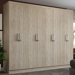 Guarda-roupa Casal Malu 8 Portas 8 Prateleiras Malbec Bege - Pnr Móveis
