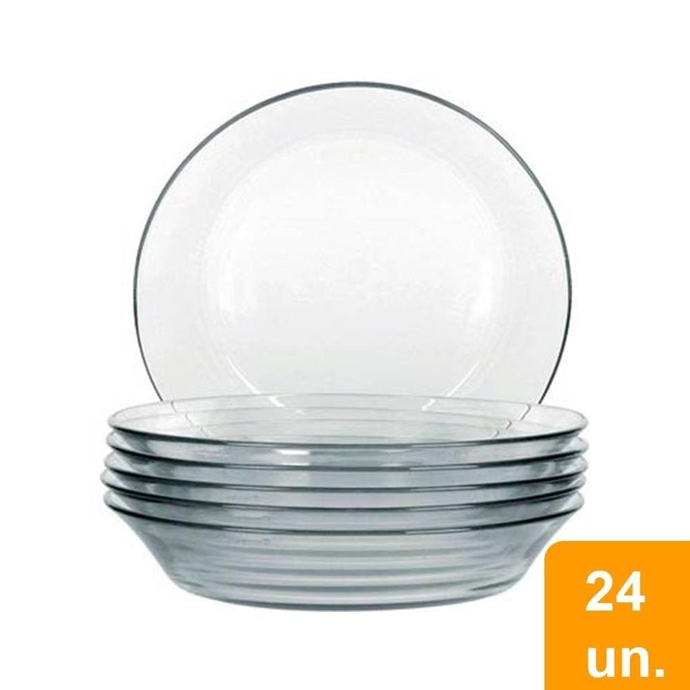 Conjunto de Pratos Fundos Duralex Astral Vidro 24 peças