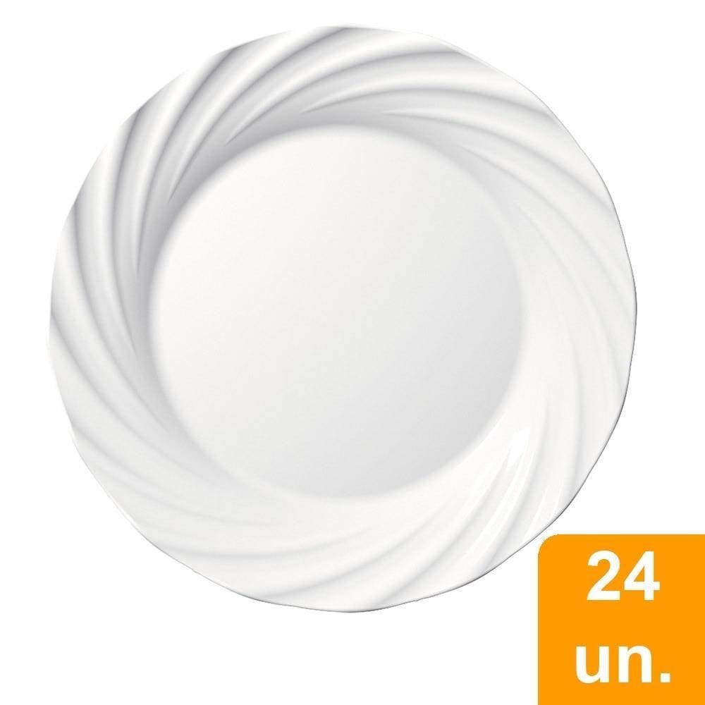 Conjunto de Pratos Sobremesa Duralex Opaline Jasmim 24 peças