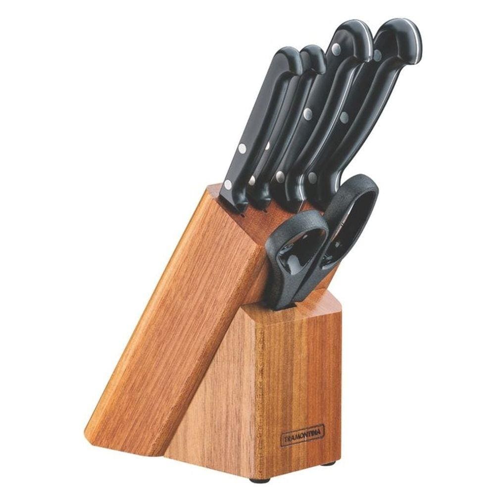Jogo De Facas 6 Peças Inox Tramontina Preto 23899/060