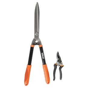 Kit Tesoura Poda Grama 2 Peças, Preto/Laranja