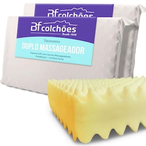 Kit 2 Travesseiro Duplo Massageador De Espuma Soft Firme 50x70cm - BF Colchões