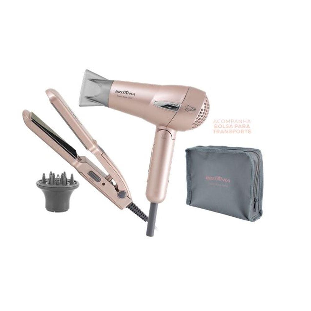 Kit Britânia Travel Rose Gold - Secador + Prancha