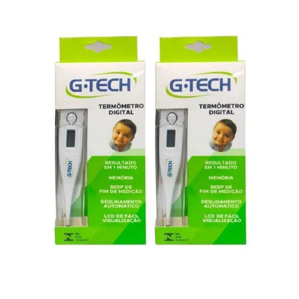 Termômetro Clínico Digital G-Tech Com Lcd 2 Unid Branco