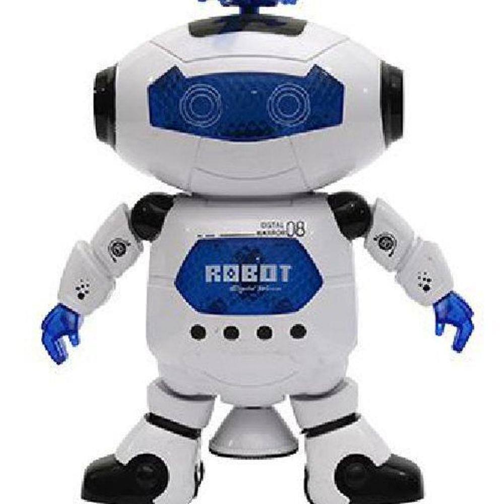 Brinquedo Robô Musical c/ Controle Remoto Atira Discos Luz e Som