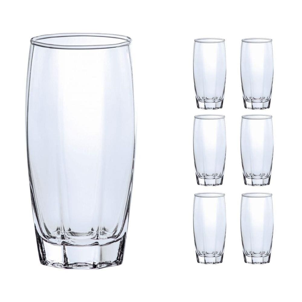 Jogo De 6 Copos Vidro 370ml Florence Glamour Transparente