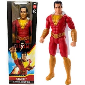 Brinquedo Boneco Articulado Herói Shazam Com Capa - Possui 11 Pontos De Articulação - True Moves - Mattel
