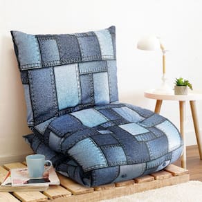 Futon Dobrável de Espuma Solteiro Jeans