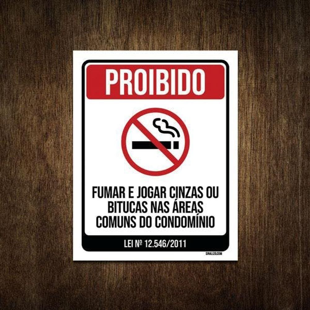 Placa De Sinalização - Proibido Fumar No Condomínio 27X35