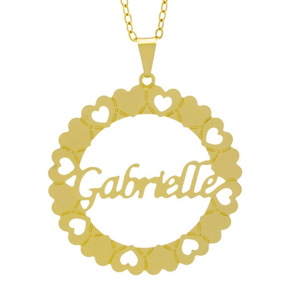 Gargantilha Pingente Mandala Manuscrito  Gabrielle Banho Ouro Amarelo 18 K - 1061326