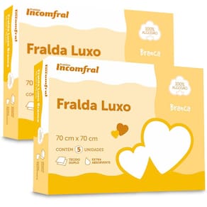 Kit 10 Fraldas de Pano Tecido Duplo 100% Algodão Extra Absorção 70cm x 70cm Incomfral