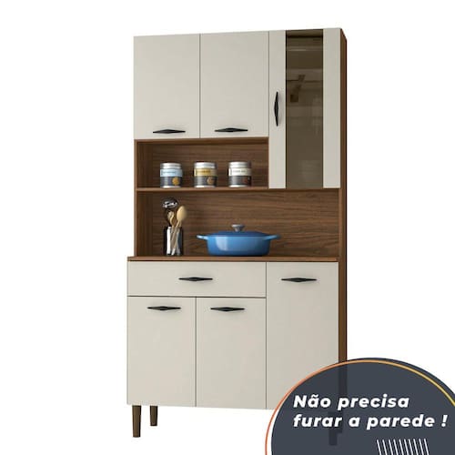 imagem-Armário de Cozinha Completa Golden Nogueira / Off White - Palha