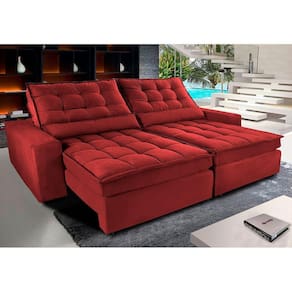 Sofá Retrátil e Reclinável com Molas Ensacadas Cama inBox Gold 2,72m Tecido Suede Velusoft