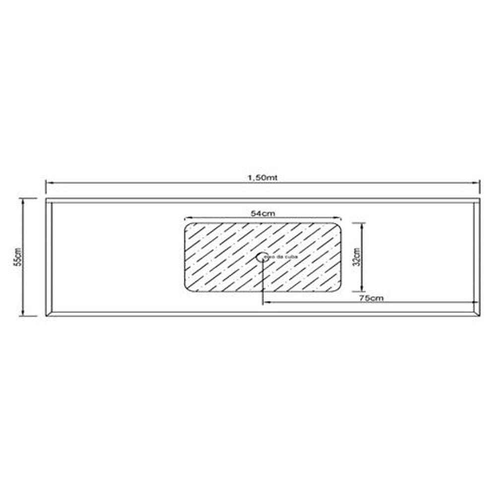 Pia de Granito com Cuba em Inox Master Pop 150cm Cinza Corumbá