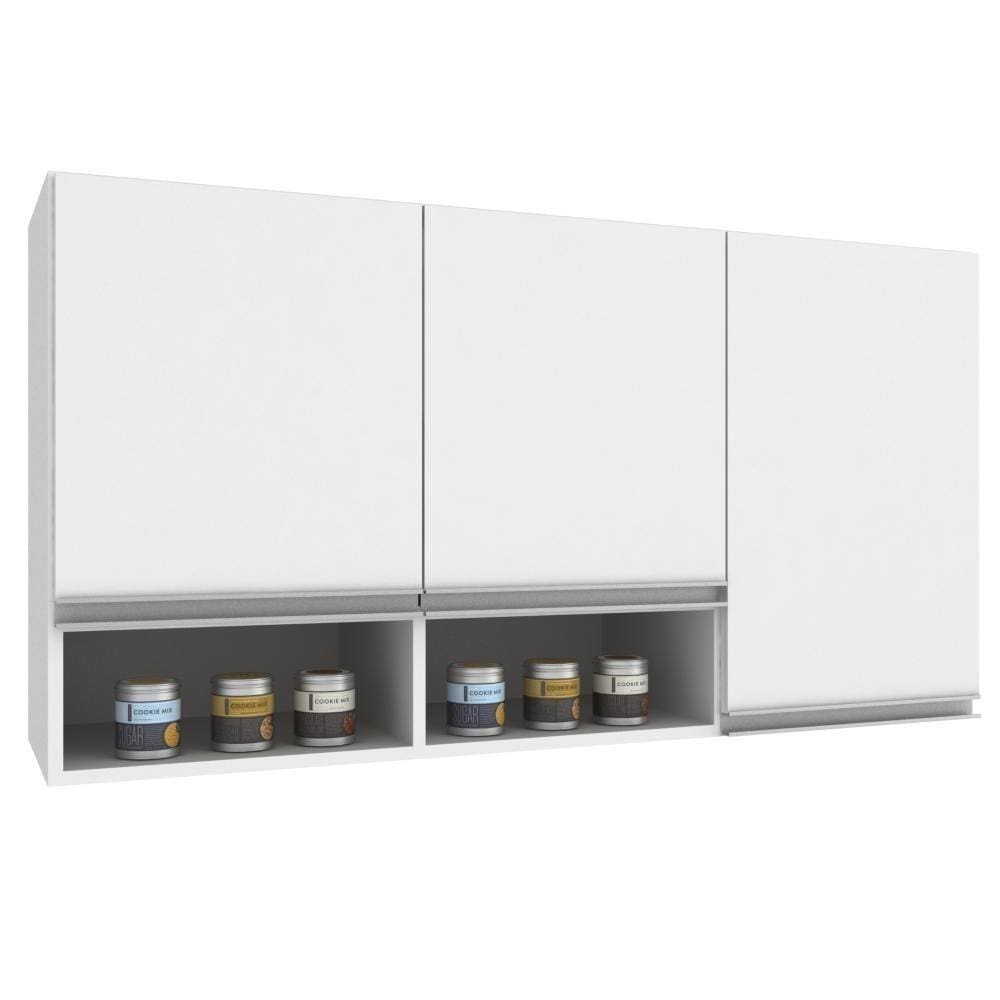Armário Aéreo Novo Tempo Athena 120cm 3 Portas Branco