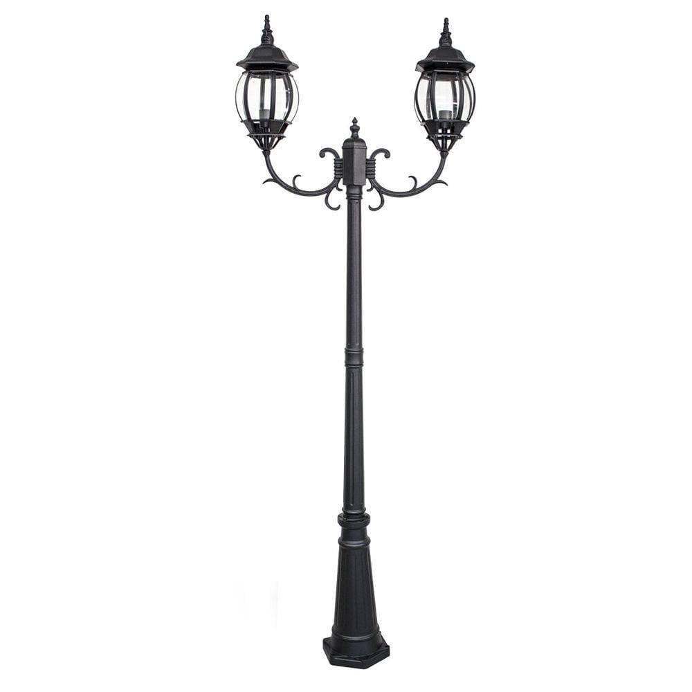 Poste Colonial Duplo para Jardim  Preto para 2 lâmpada e-27 ST757