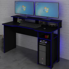 Mesa Gamer Ideal Para 2 Monitores Preto/azul Me4153 - Tecno Mobili
