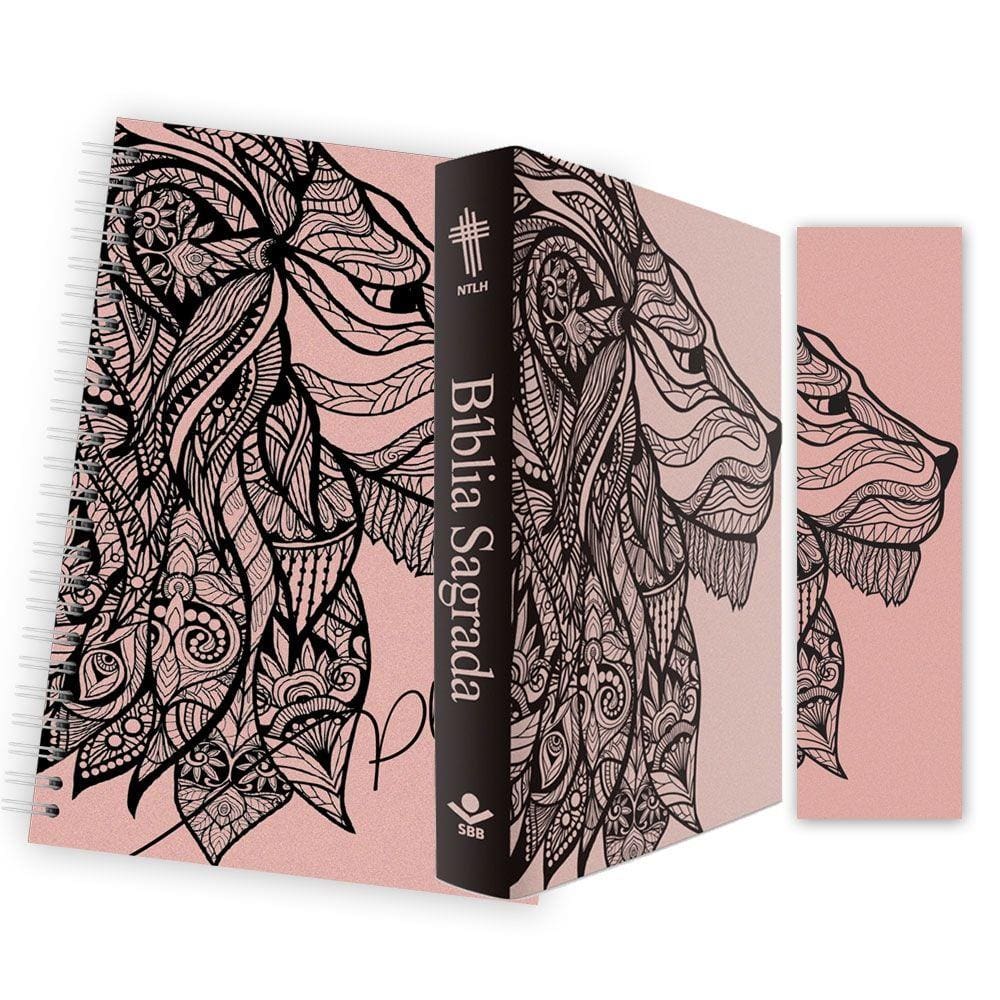 Livro - Kit Leão Rosa - Planner + Bíblia Brochura NTLH + Marca Página