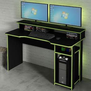 Mesa Gamer Ideal Para 2 Monitores Preto/verde Me4153 - Tecno Mobili
