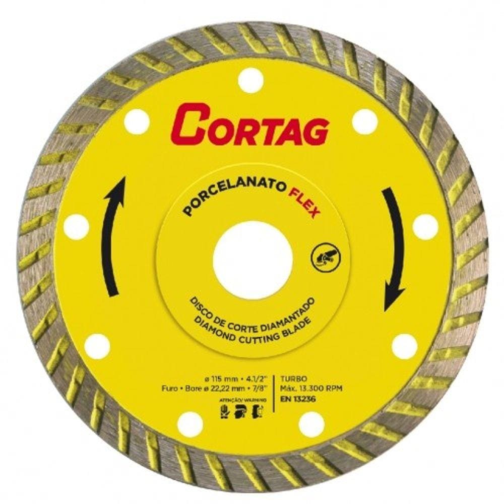 Disco de Corte Diamantado Turbo Porcelanato 115mm Flex - Cortag