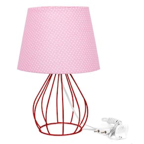 Abajur Cebola Dome Rosa/bolinha Com Aramado Vermelho