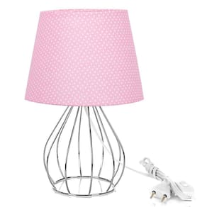 Abajur Cebola Dome Rosa/bolinha Com Aramado Cromado