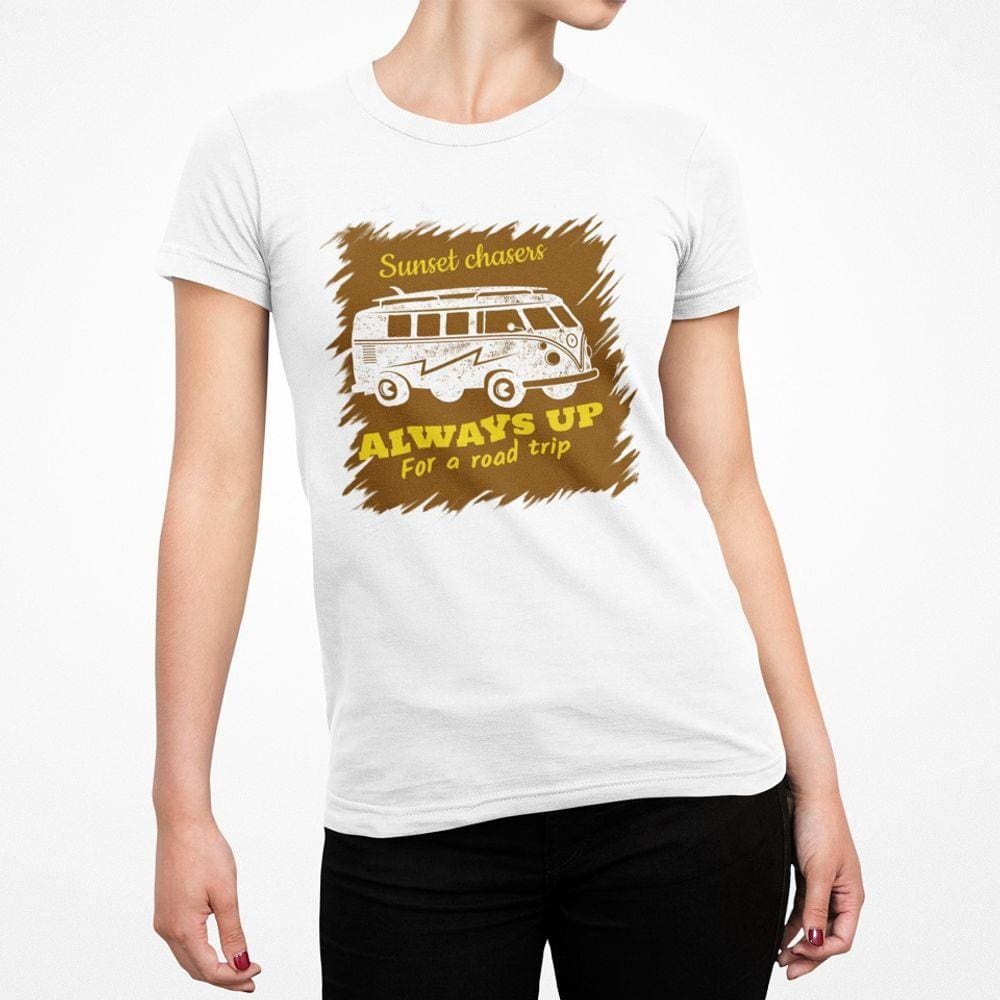Camiseta ECF Feminina Sunset Chasers Manga Curta Branca Poliester