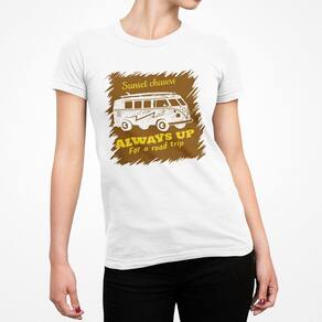 Camiseta ECF Feminina Sunset Chasers Manga Curta Branca Poliester