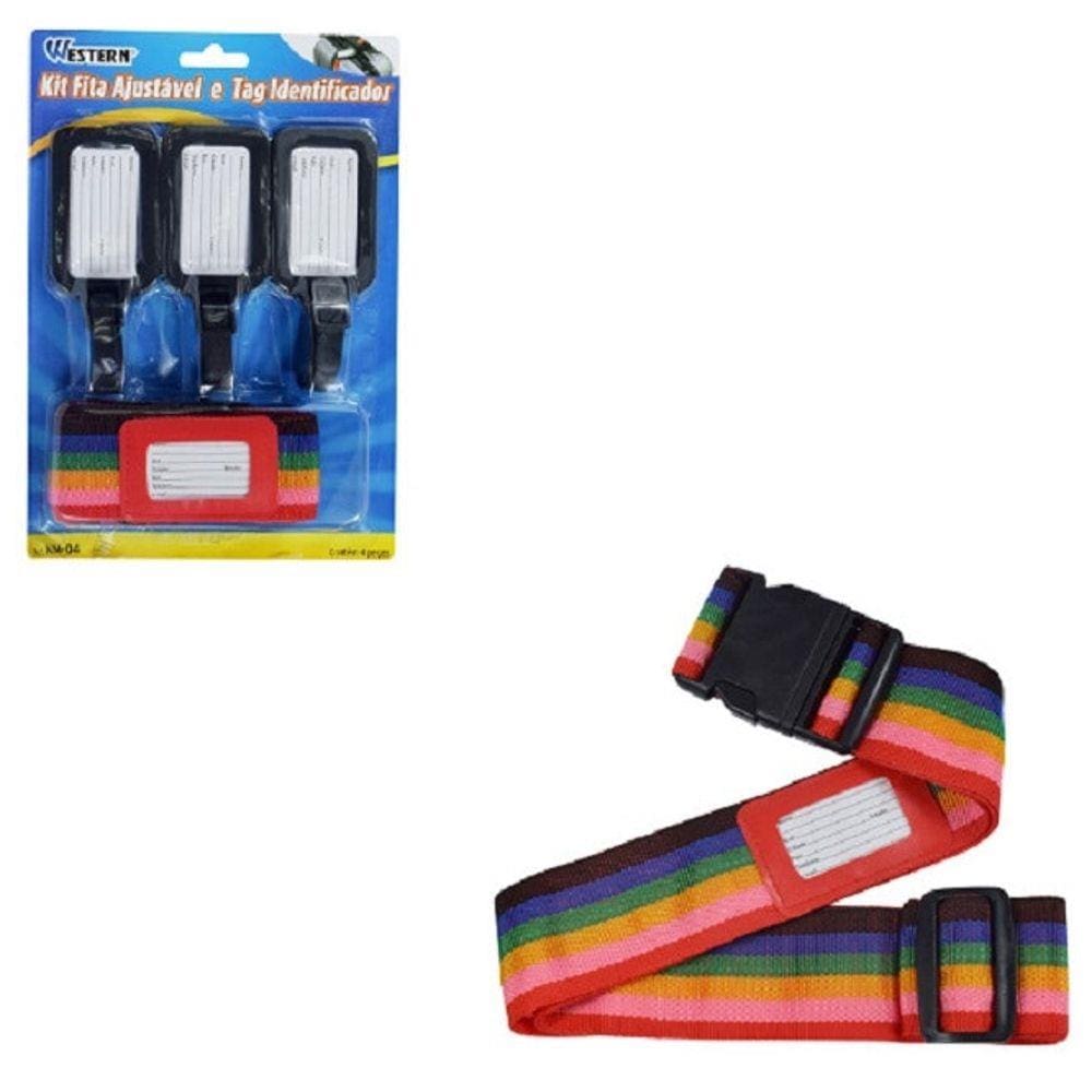 Fita Cinto Com 3 Tag Identificador Para Mala Plastico 1,70m