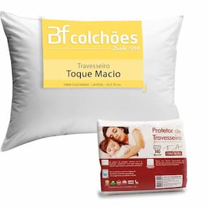 Kit Travesseiro Fibra Siliconada Antialérgico 50x70cm + Protetor de Travesseiro em Matelassê 100% Algodão BF Colchões