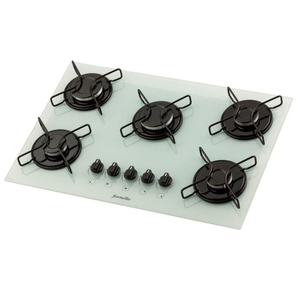 Fogão Cooktop A Gás 5 Bocas Branco Fornello Bivolt