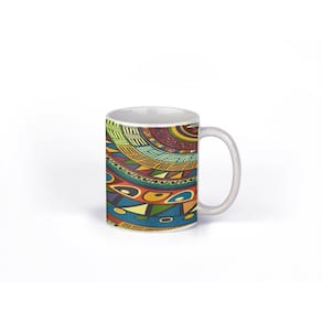 Caneca ECF Abastrato Inca Branca Porcelana 325ml