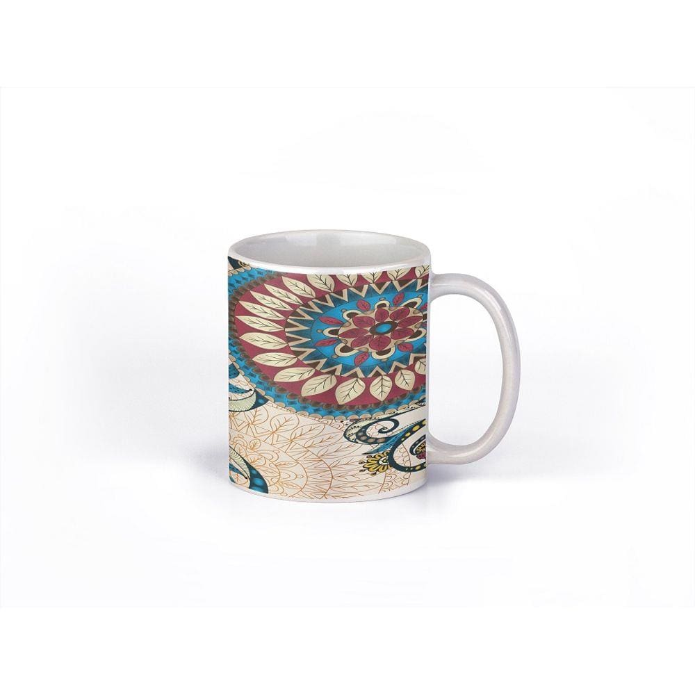 Caneca ECF Mandalas Branca Porcelana 325ml