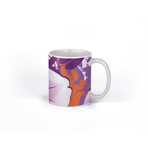Caneca ECF Flores Roxas Branca Porcelana 325ml