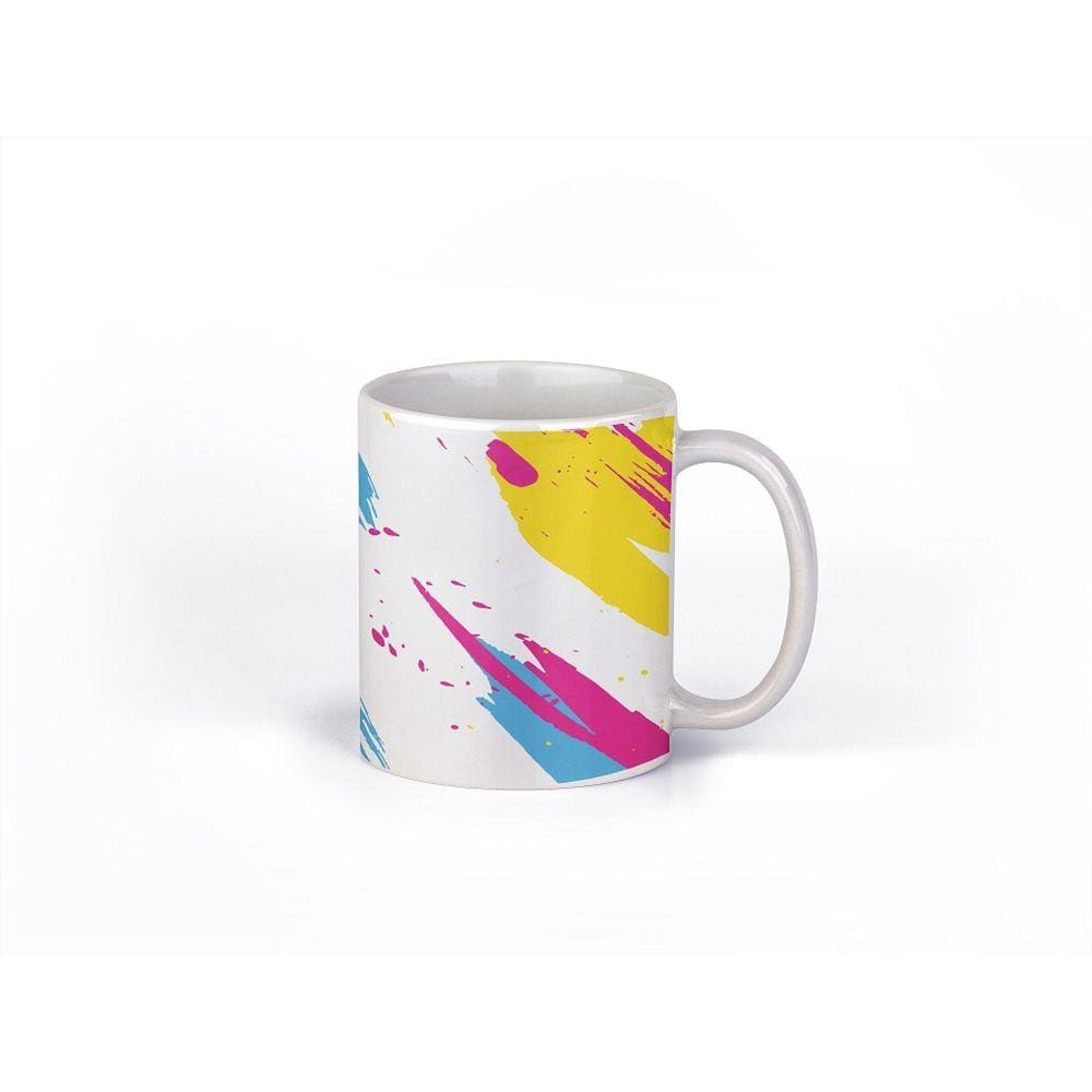 Caneca ECF Pinceladas de Tinta Branca Porcelana 325ml